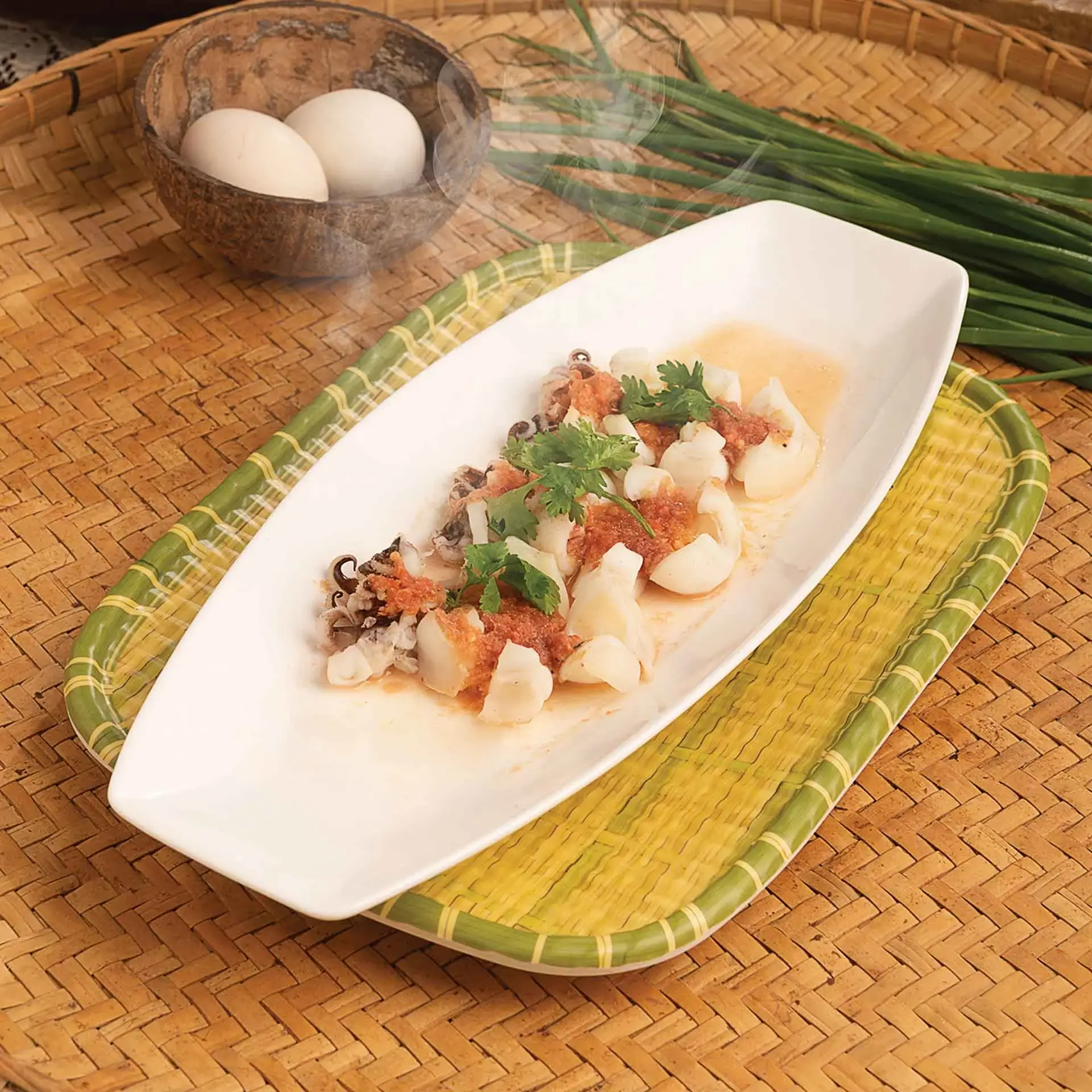 Sotong Kukus Asam Kantan Masin - Steamed Squid with Tamarind and Salted Wild Ginger